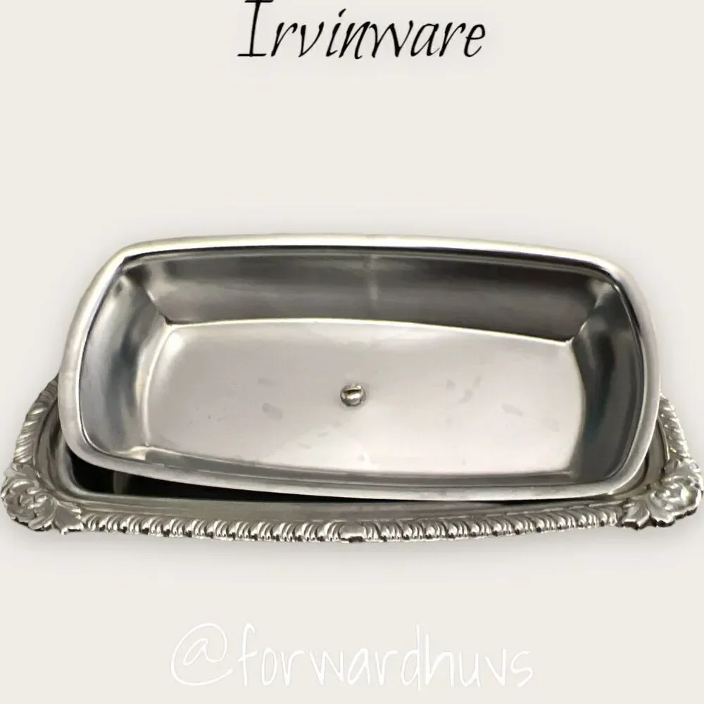 Irvinware Silver Tone Butter Dish, Sugar & Creamer Dish and Salt & Pepper Shaker